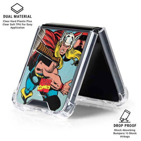 Marvel Classic Comics The Mighty Thor Galaxy Z Flip6 Clear Case